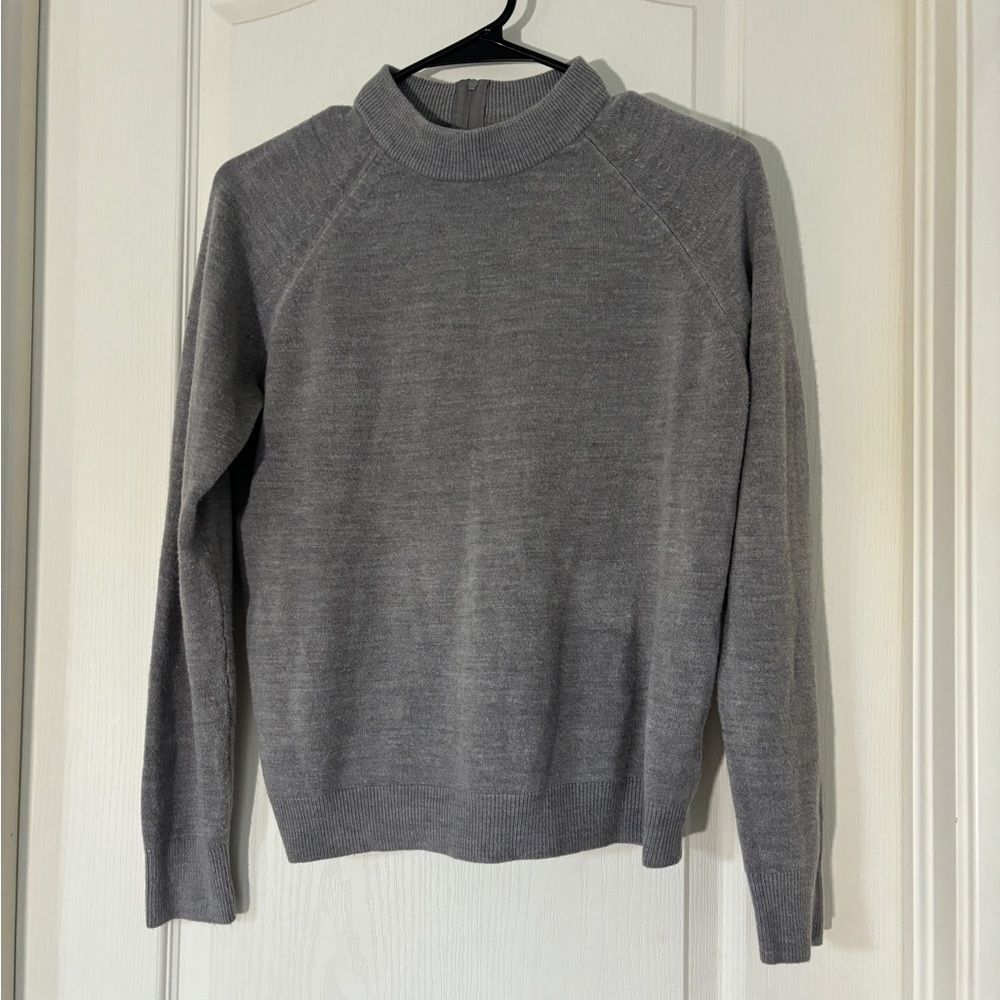 Mercer Street Studio Mock Neck Sweater Women’s Medium Gray Raglan Back Zip